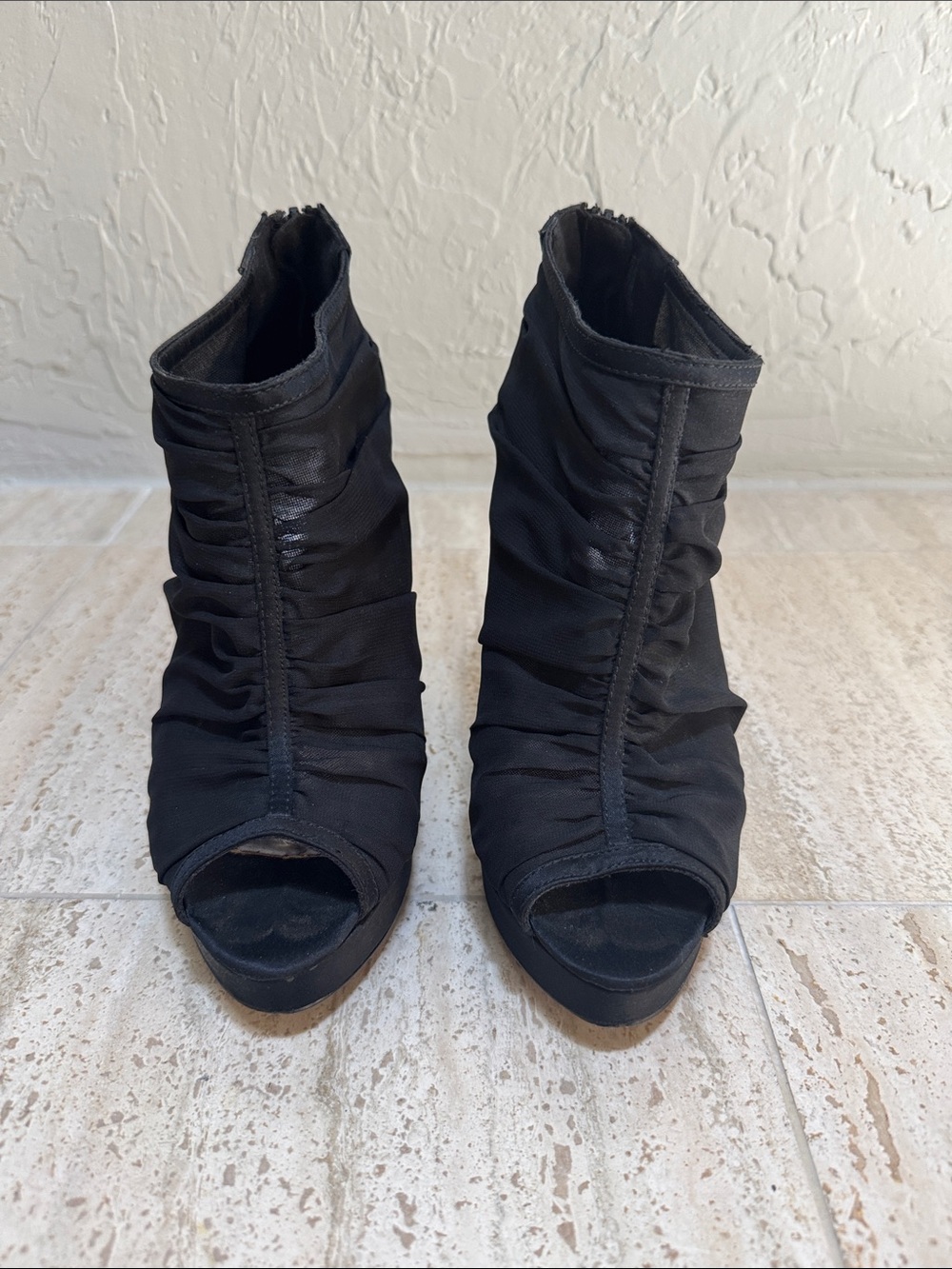 Chinese Laundry Black Peep Toe Platform Ankle Booties
